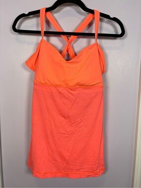lululemon athletica Wrap It Up Coral Orange Cross-Back Workout Tank Size 10